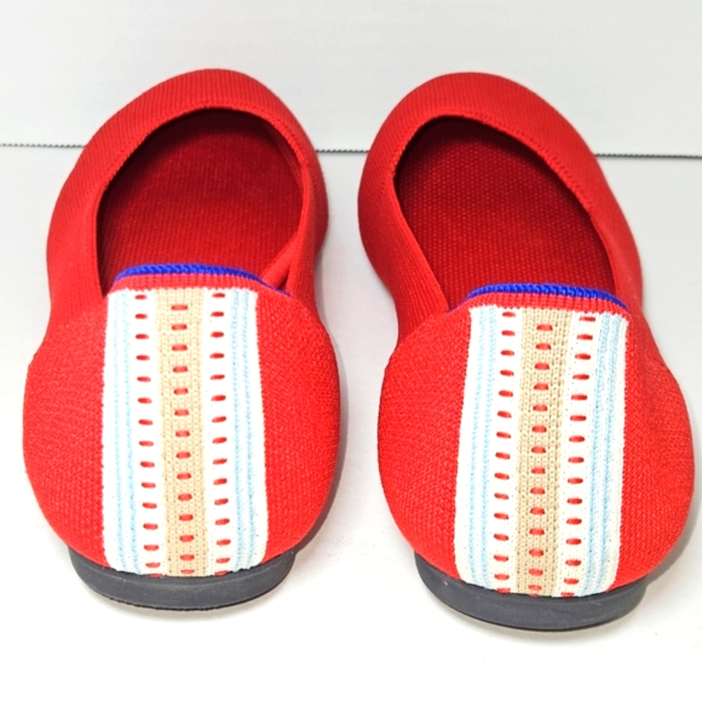Rothy's The Square Flats Cardinal Red Knit Slip On Flats Women Size 8.5 Striped